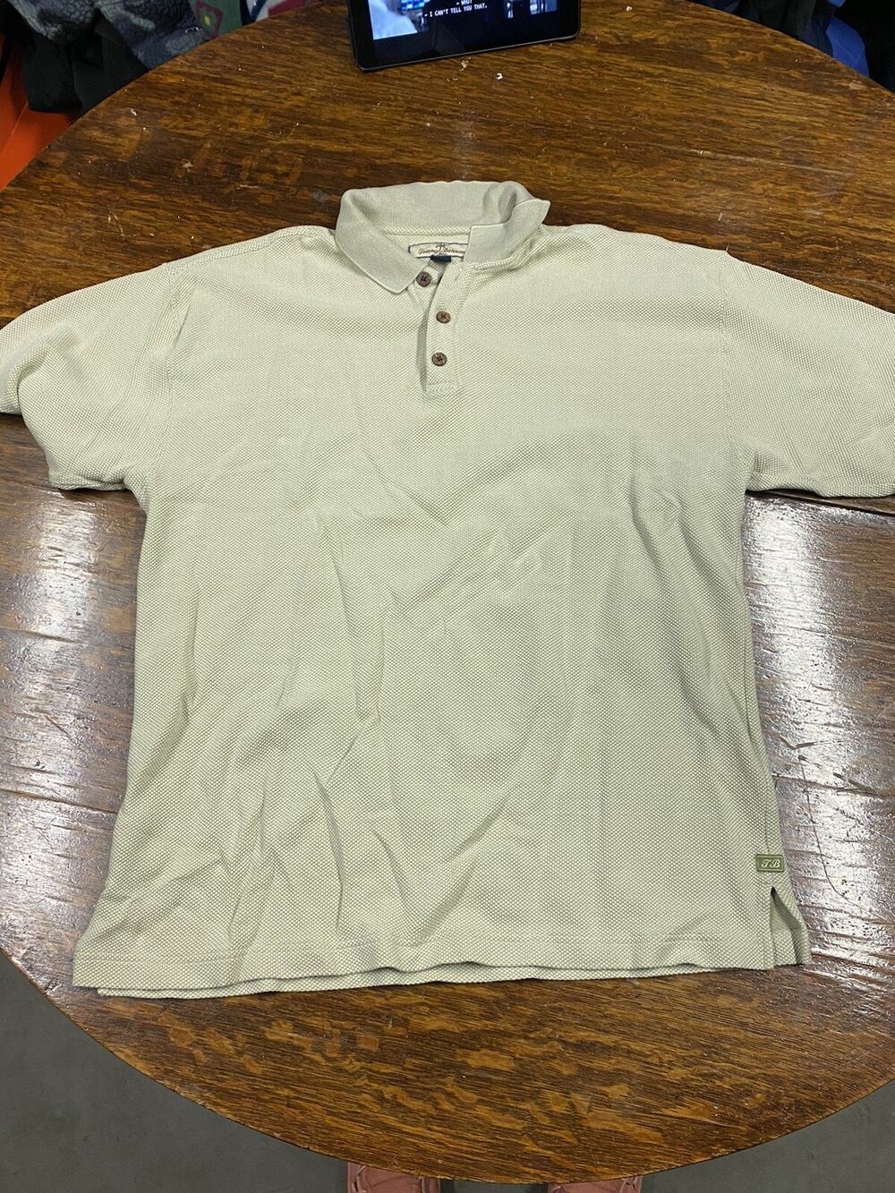 Tommy Bahama Polo Shirt Mens XL Green Short Sleeve Silk Cotton Blend